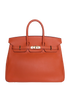 Hermès Birkin 25 in Orange Swift Leather, front view